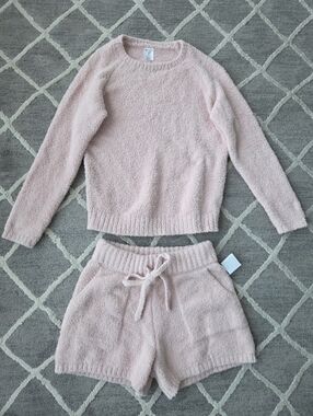 Cozy Knit Sweater Set in Blush Pink